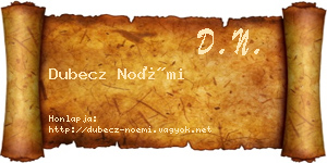 Dubecz Noémi névjegykártya